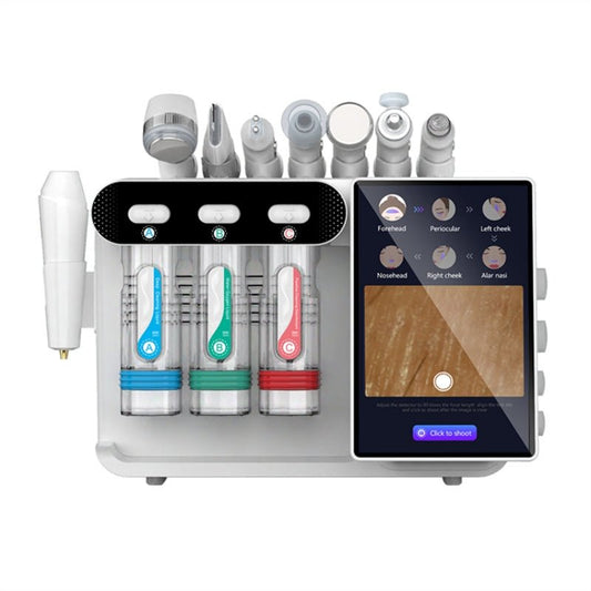 8-in-1 hydro dermabrasion machine with touch screen and handpieces, a typical entry professional price band purchase