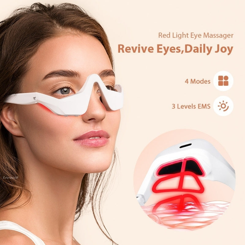 Red Light EMS Eye Massager – 4 Modes, 3-Level Stimulation for Fatigue Relief & Dark Circles