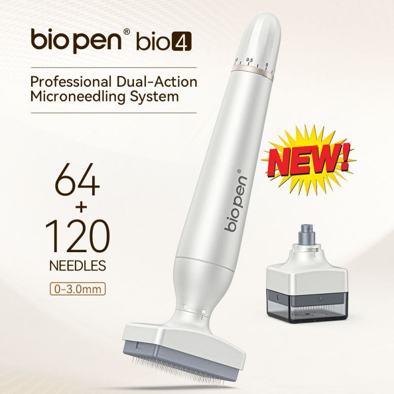 Biopen Bio4 Dual-Head Scalp Microneedling Stamp | 64 & 120 Micro Tips | 0–3.0mm Adjustable Depth