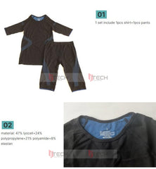 Blue Miha Bodytec Machine Ems Body Training Suit Lyocell Polypropylene Polyamide Elastan Blue Ems Underwear Ems Vest Training Suit XS, S,M,L,XL
