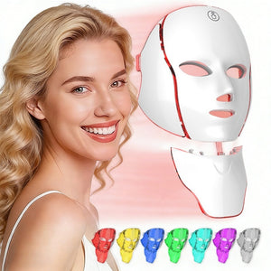 7-Color LED Face and Neck Mask, Cordless Rechargeable Photon Skincare Device