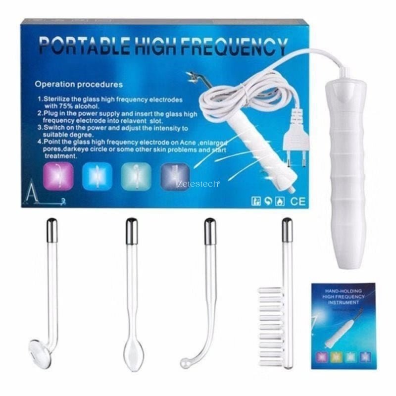 Portable High Frequency Facial Wand with Argon and Neon Electrodes