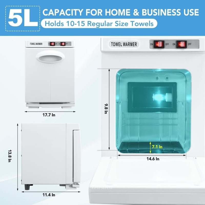 5L UV Hot Towel Warmer Cabinet with 360° Heating for Salons
