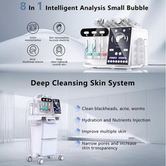Professional 8 IN 1 Hydro Beauty Dermabrasion CE FCC Micro Bubble Best Acne Skin Care Hydro Facial Machine